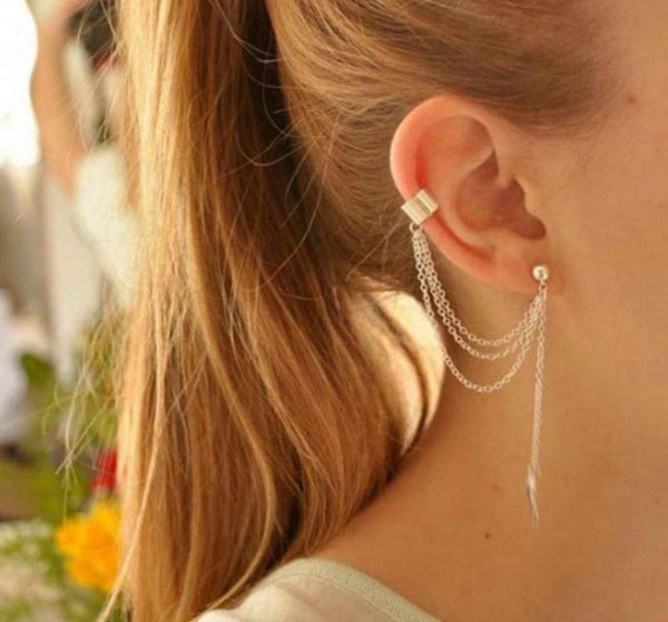 Punk Rock Leaf Chain Ear Clip