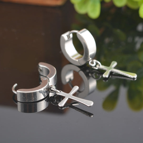Cross Pendant Punk Rock Earrings