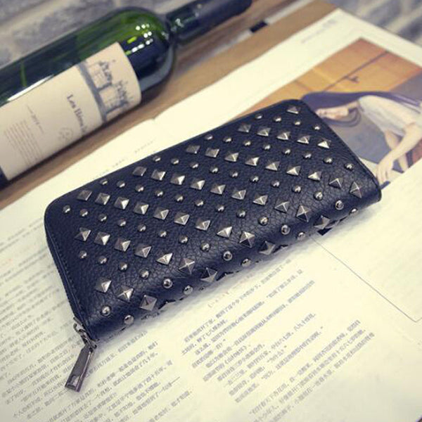 Metal Spiked Leather Purse