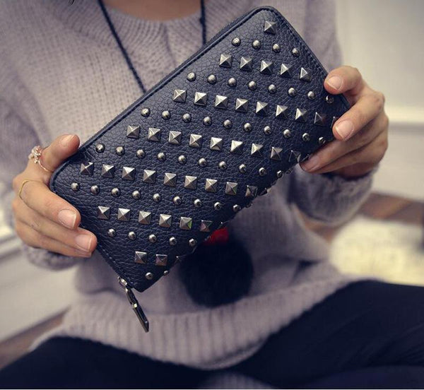 Metal Spiked Leather Purse