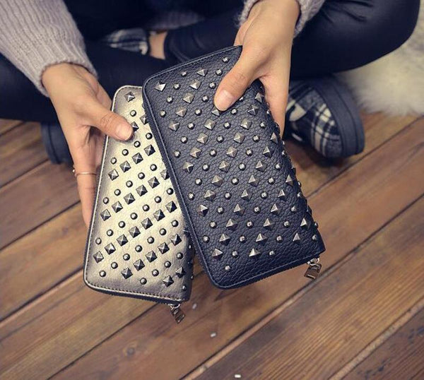 Metal Spiked Leather Purse
