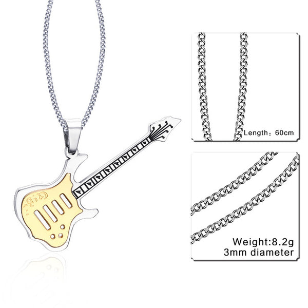 Trendy Guitar Punk Rock Necklace