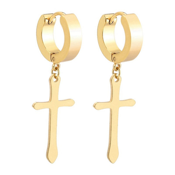 Cross Pendant Punk Rock Earrings