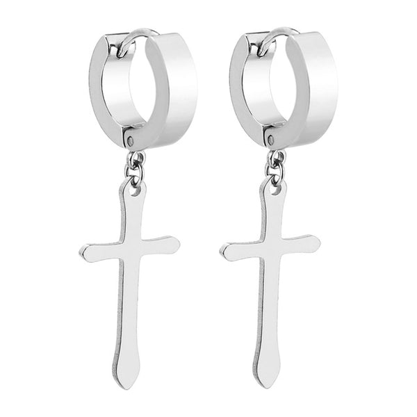 Cross Pendant Punk Rock Earrings