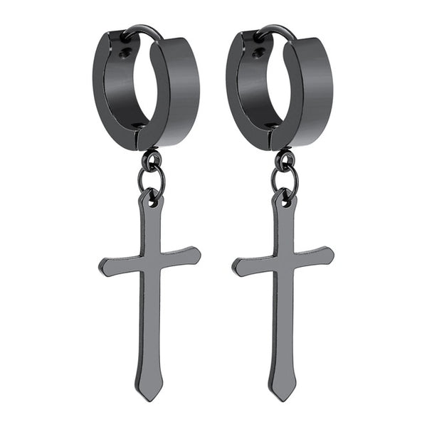 Cross Pendant Punk Rock Earrings