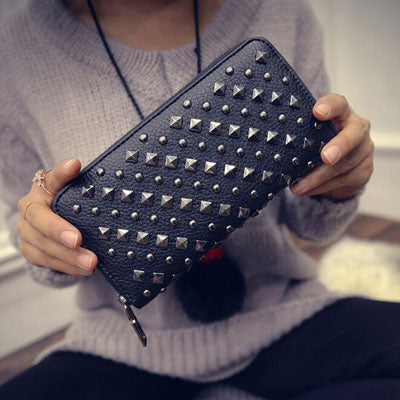 Metal Spiked Leather Purse