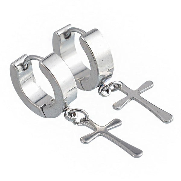 Cross Pendant Punk Rock Earrings